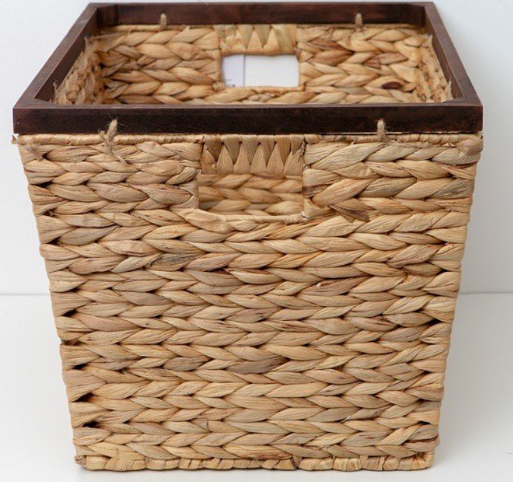 Woven Water Hyacinth Basket With Wooden Frame